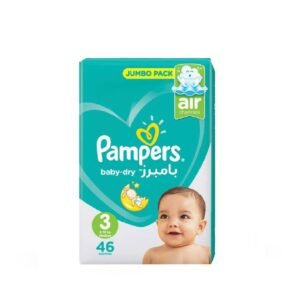 بامبرز اكتيف بيبي دراي ماكسي متوسط الحجم 3 6 الى 10 كجم 46 حفاضة