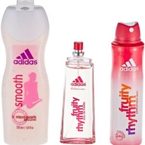 عطر فروثي ريذم للنساء من أديداس، 50 مل + بخاخ مزيل لرائحة العرق للجسم، 150 مل + جل استحمام ناعم، 250 مل