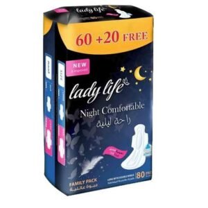 ليدي لايف فوط نسائية ليلية مريحة ماكسي 60 + 20 فوطة مجانية
