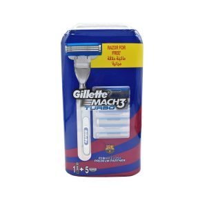 جيليت شفرات ماك 3 تربو مع يد مجانية 5 قطع