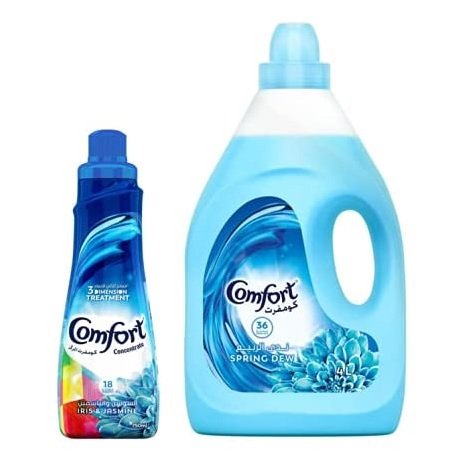 catalog2FClean2FComfortFabricSoftenerSpringDewComfortConcentratedFabricSoftenerLuxuriousScent4L650ml.jpg كومفرت منعم الأقمشة بخلاصة ندى الربيع + منعم أقمشة كومفرت مركز برائحة فاخرة 650 مل