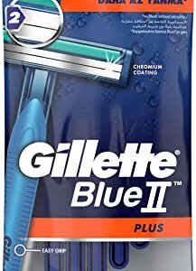 شفرات حلاقة جيليت بلو II بلس للرجال للاستعمال مرة واحدة (عبوة من 5) × 6