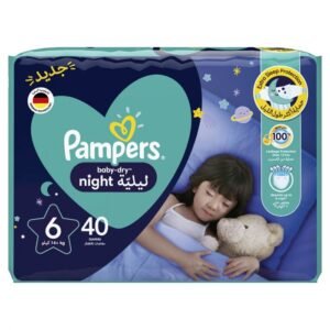 حفاضات بامبرز بيبي دراي ليلاً ، مقاس 6 ، 14 كجم ، 40 حفاضة