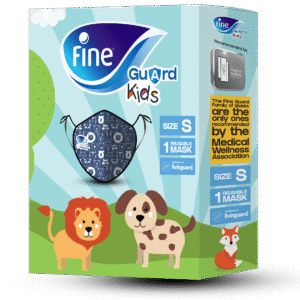 قناع  الوجه  للاطفال من فاين جارد  قابل لإعادة الاستخدام  تقنية ليفينجارد  المضادة للفيروسات مانع للعدوى -اللون أخضر مقاس صغير لفترة محدودة