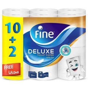 فاين ورق تواليت ديلوكس 150 ورقة 3 طبقات 12 بكرة