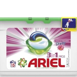 اريال كبسولات منظفات الغسيل 3 في 1 بلمسة من الانتعاش الناعم - 15 قطعة