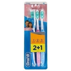 اورال-بي 1.2.3 فرشاة اسنان متوسطة 2 + 1 مجانا