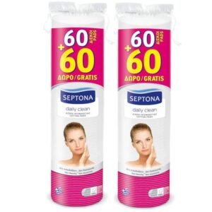 قطن دائري في كيس بلاستيك 60 قطعة (1 + 1) من سيبتونا